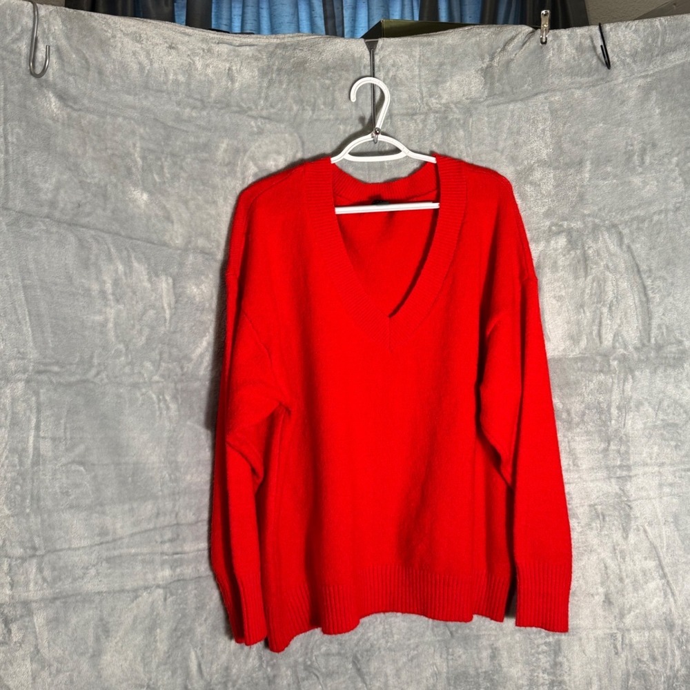Sanctuary Womens Red V-Neck Oversized Knit Sweater XXL CW1204PD4